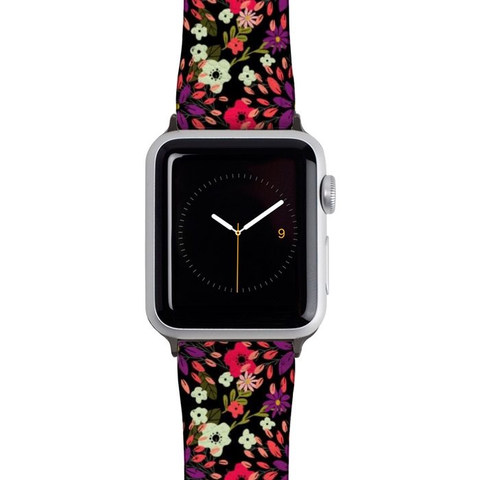 Watch 42mm / 44mm Strap PU leather Bright Floral by Tiny Thistle Studio