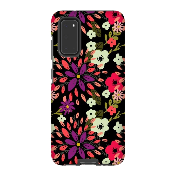 Galaxy S20 StrongFit Bright Floral by Tiny Thistle Studio