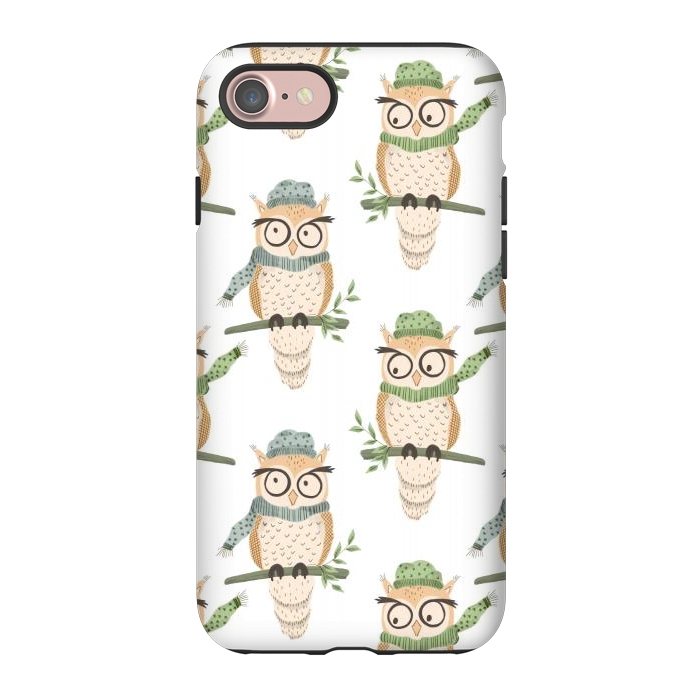 iPhone 7 StrongFit Quirky Winter Owls by Tiny Thistle Studio