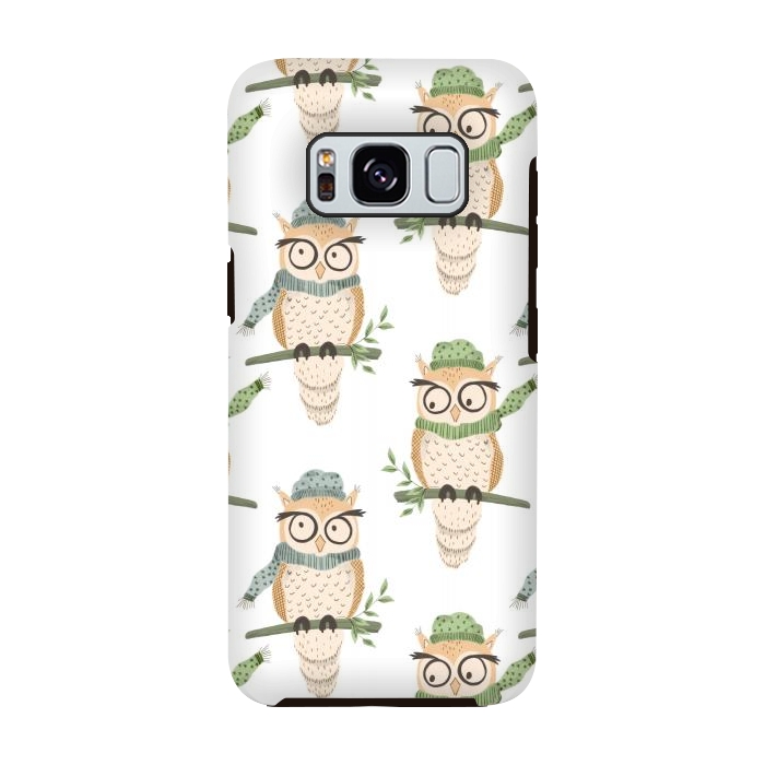 Galaxy S8 StrongFit Quirky Winter Owls by Tiny Thistle Studio