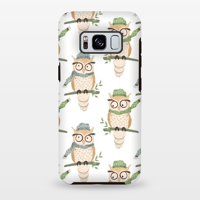 Galaxy S8 plus StrongFit Quirky Winter Owls by Tiny Thistle Studio