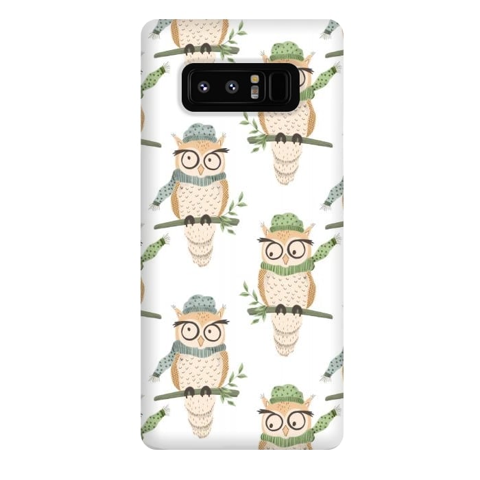 Galaxy Note 8 StrongFit Quirky Winter Owls by Tiny Thistle Studio