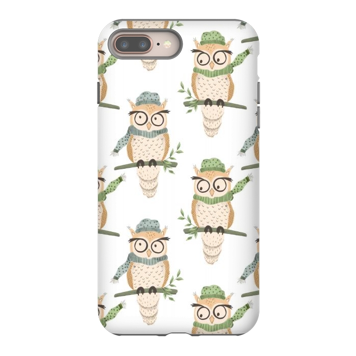 iPhone 8 plus StrongFit Quirky Winter Owls by Tiny Thistle Studio