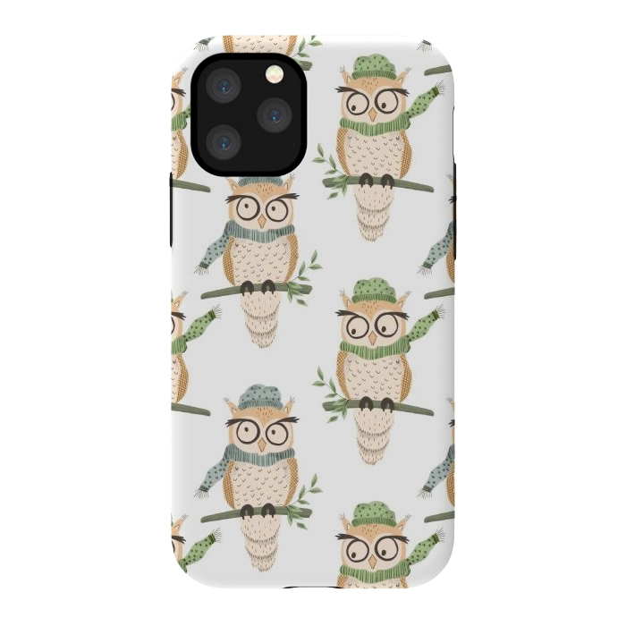 iPhone 11 Pro StrongFit Quirky Winter Owls by Tiny Thistle Studio