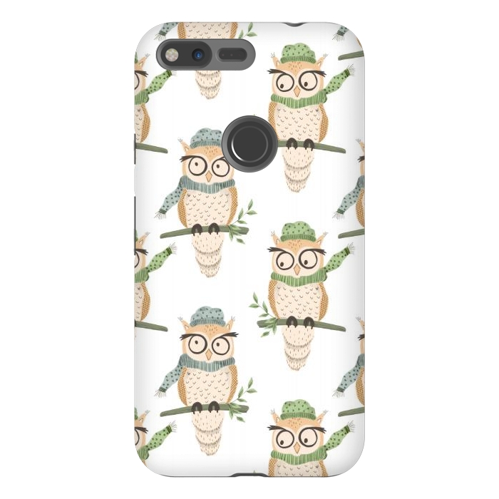 Pixel XL StrongFit Quirky Winter Owls by Tiny Thistle Studio