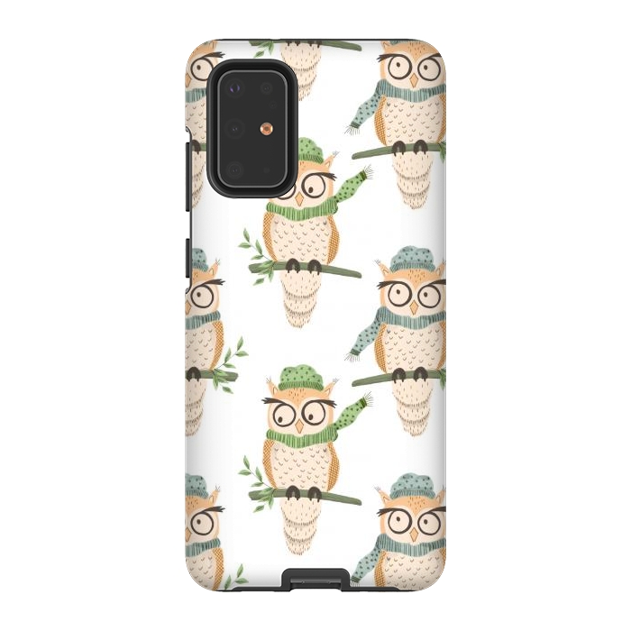 Galaxy S20 Plus StrongFit Quirky Winter Owls by Tiny Thistle Studio
