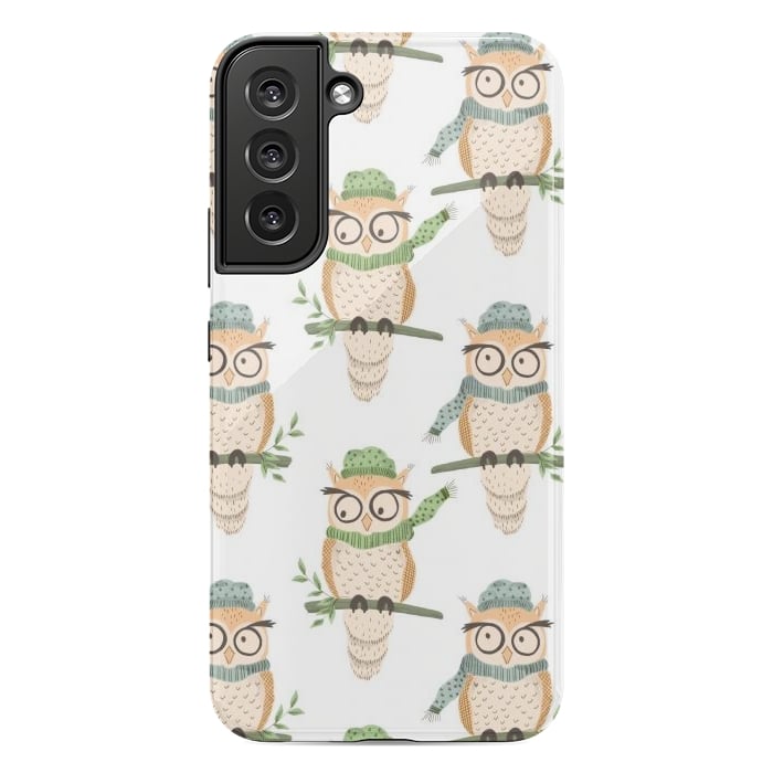 Galaxy S22 plus StrongFit Quirky Winter Owls by Tiny Thistle Studio