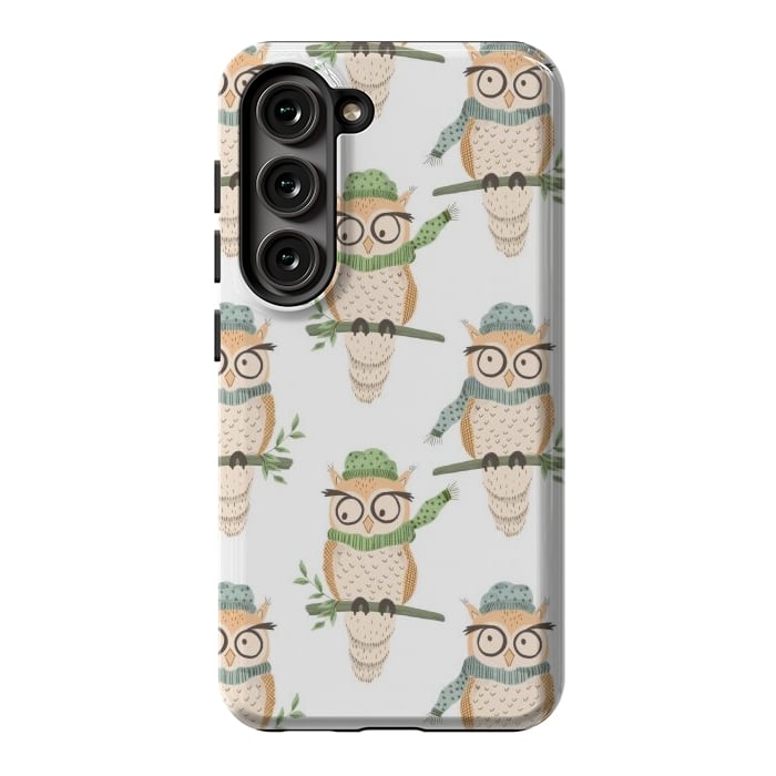 Galaxy S23 StrongFit Quirky Winter Owls by Tiny Thistle Studio
