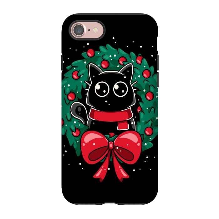 iPhone 7 StrongFit Christmas Cat Wreath by LM2Kone