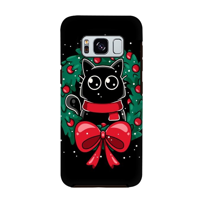 Galaxy S8 StrongFit Christmas Cat Wreath by LM2Kone