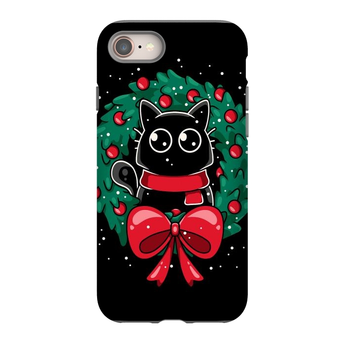 iPhone 8 StrongFit Christmas Cat Wreath by LM2Kone