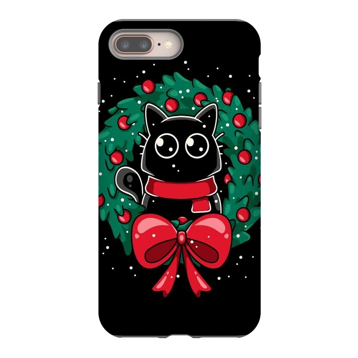 iPhone 8 plus StrongFit Christmas Cat Wreath by LM2Kone