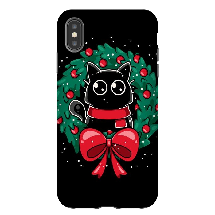 iPhone Xs Max StrongFit Christmas Cat Wreath by LM2Kone