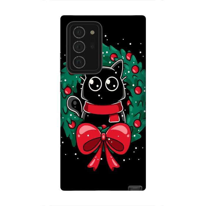 Galaxy Note 20 Ultra StrongFit Christmas Cat Wreath by LM2Kone