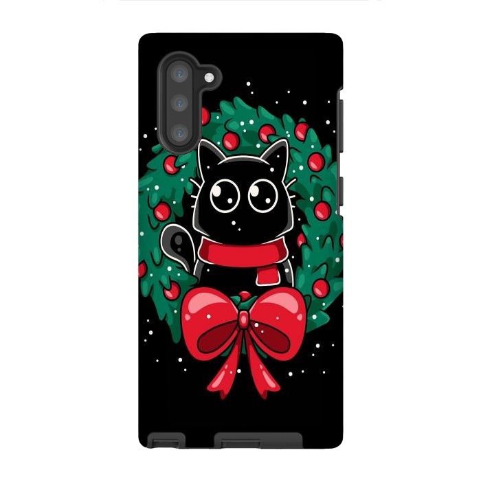 Galaxy Note 10 StrongFit Christmas Cat Wreath by LM2Kone