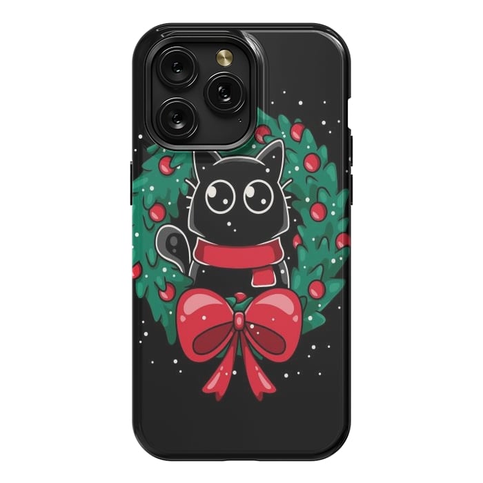 iPhone 15 Pro Max StrongFit Christmas Cat Wreath by LM2Kone