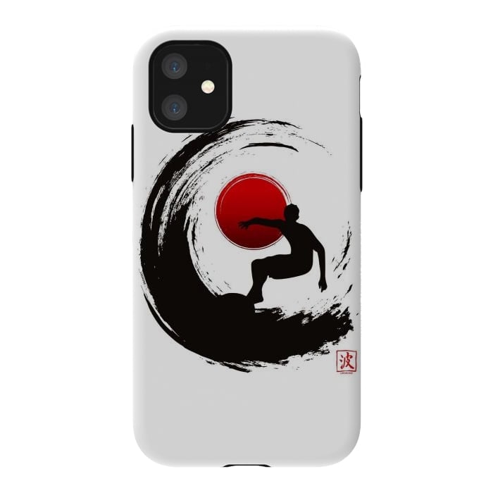 iPhone 11 StrongFit Enso Surf Japanese black by LM2Kone