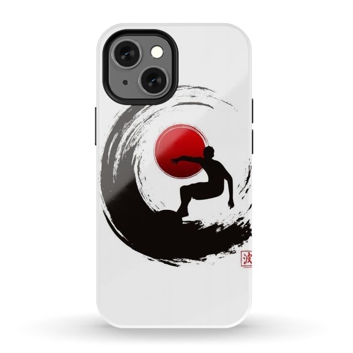 iPhone 12 mini StrongFit Enso Surf Japanese black by LM2Kone