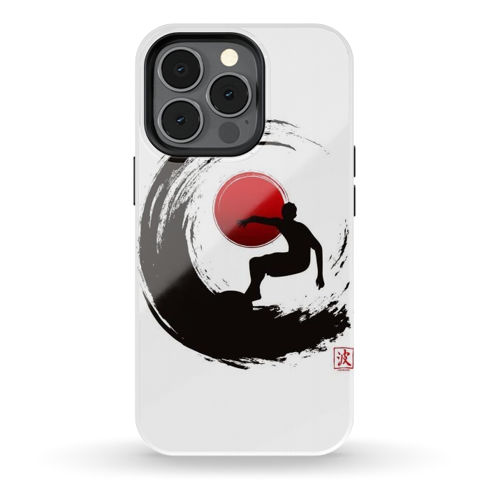 iPhone 13 pro StrongFit Enso Surf Japanese black by LM2Kone