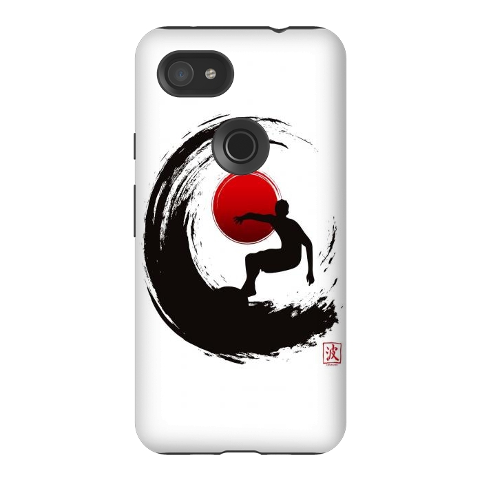Pixel 3AXL StrongFit Enso Surf Japanese black by LM2Kone