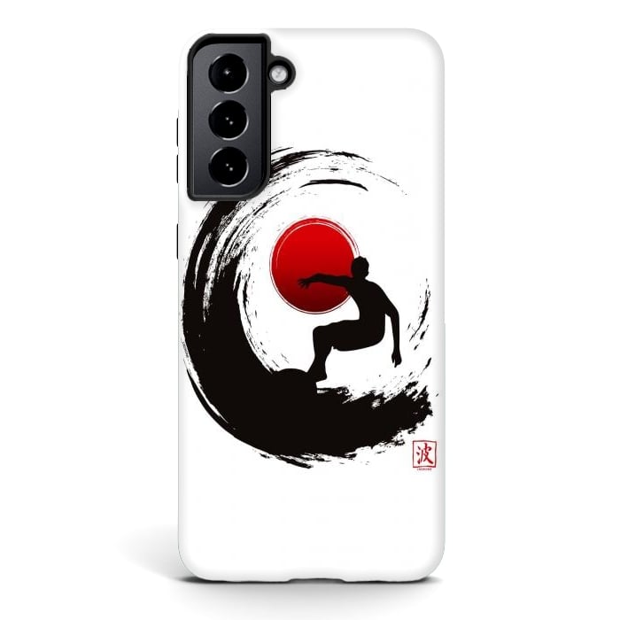 Galaxy S21 StrongFit Enso Surf Japanese black by LM2Kone