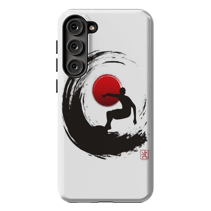 Galaxy S23 Plus StrongFit Enso Surf Japanese black by LM2Kone