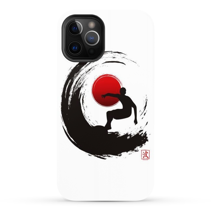iPhone 12 Pro Max StrongFit Enso Surf Japanese black by LM2Kone