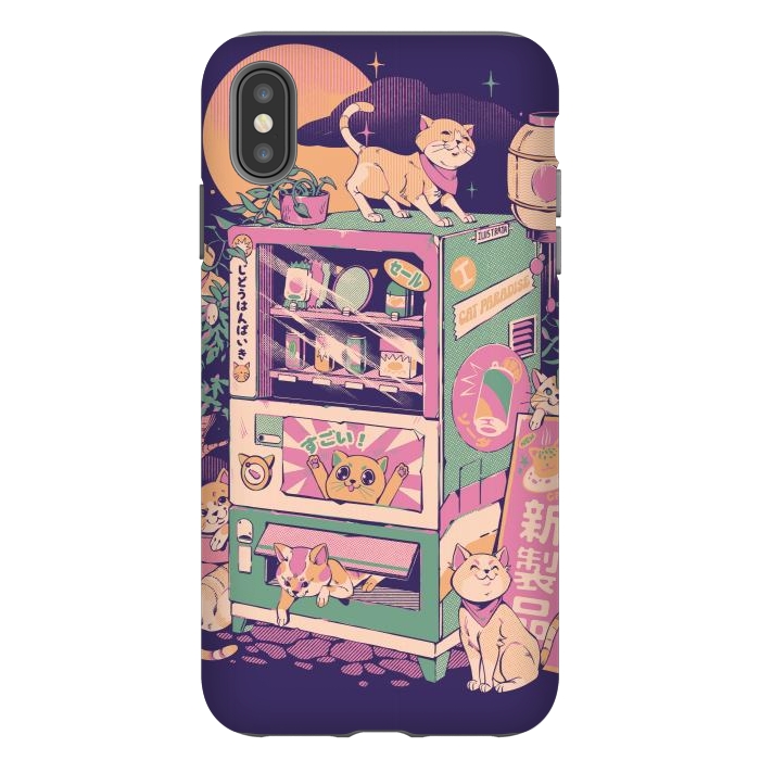iPhone Xs Max StrongFit Cat Vending Machine by Ilustrata