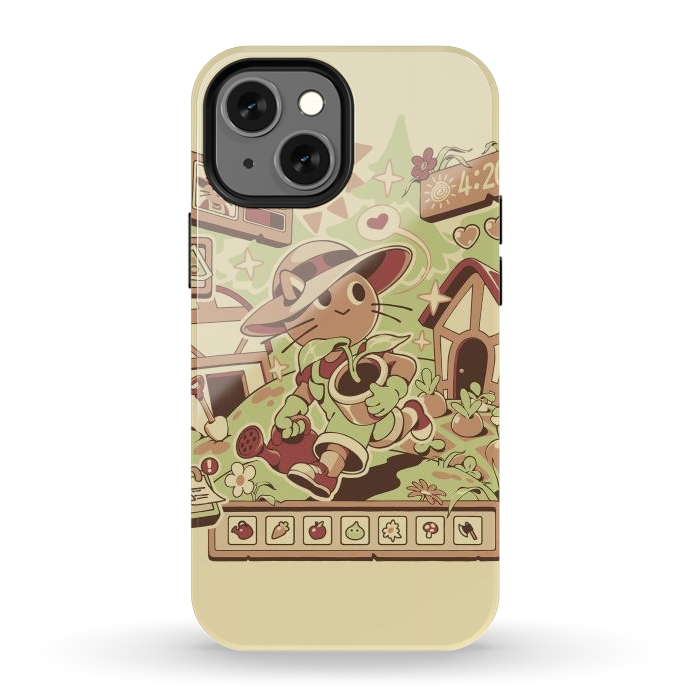 iPhone 12 mini StrongFit Harvest Meow by Ilustrata