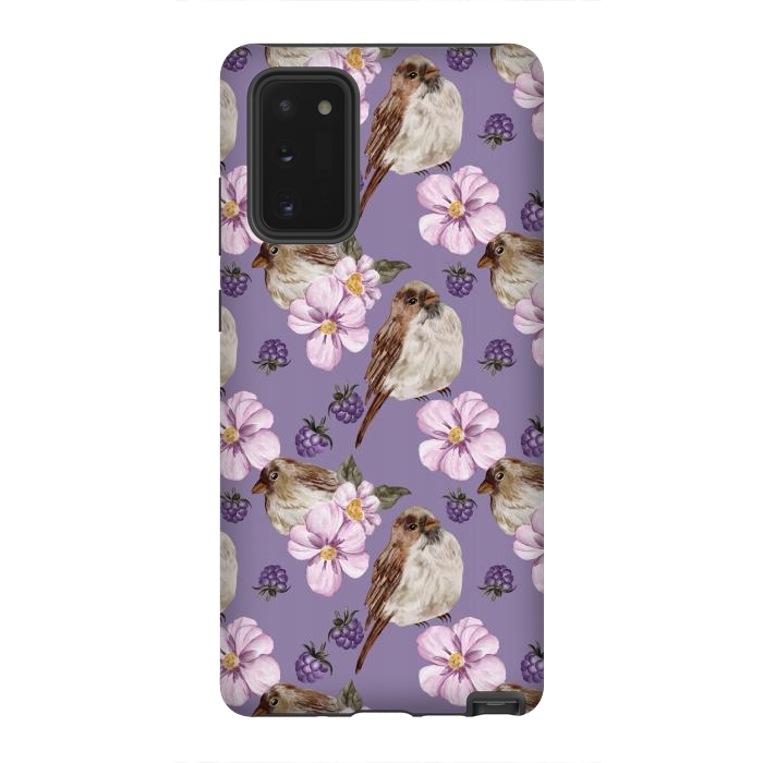 Galaxy Note 20 StrongFit Lovely birds dark purple by Flowery Stories