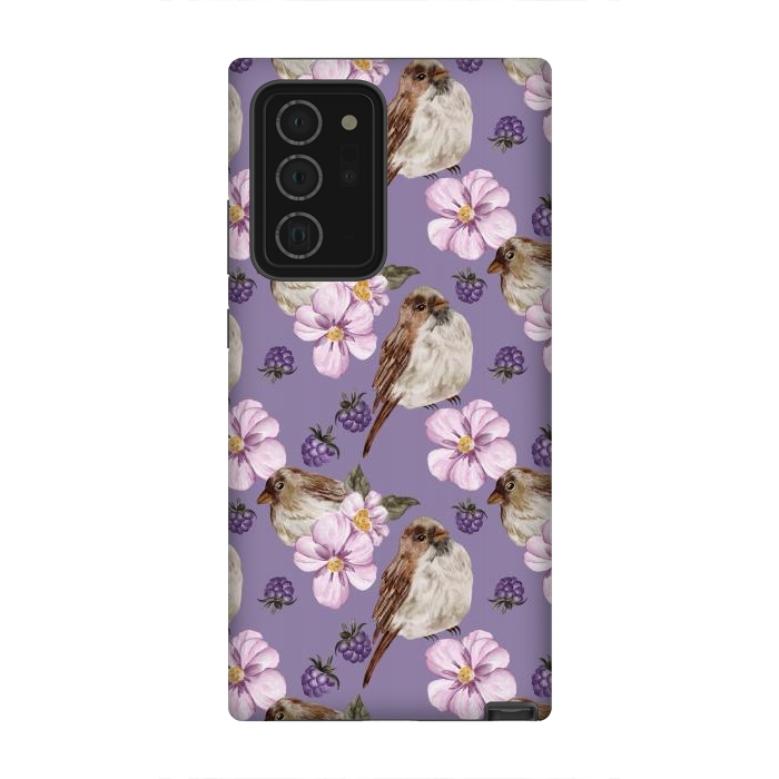 Galaxy Note 20 Ultra StrongFit Lovely birds dark purple by Flowery Stories