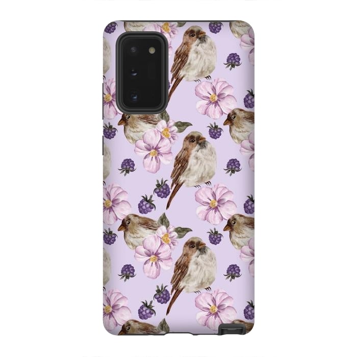 Galaxy Note 20 StrongFit Lovely birds light purple by Flowery Stories
