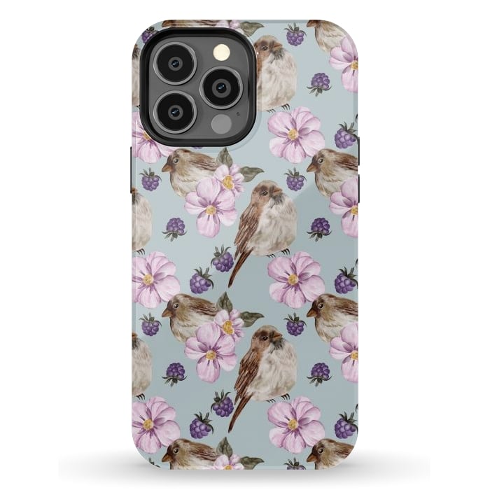 iPhone 13 Pro Max StrongFit Lovely birds blue by Flowery Stories