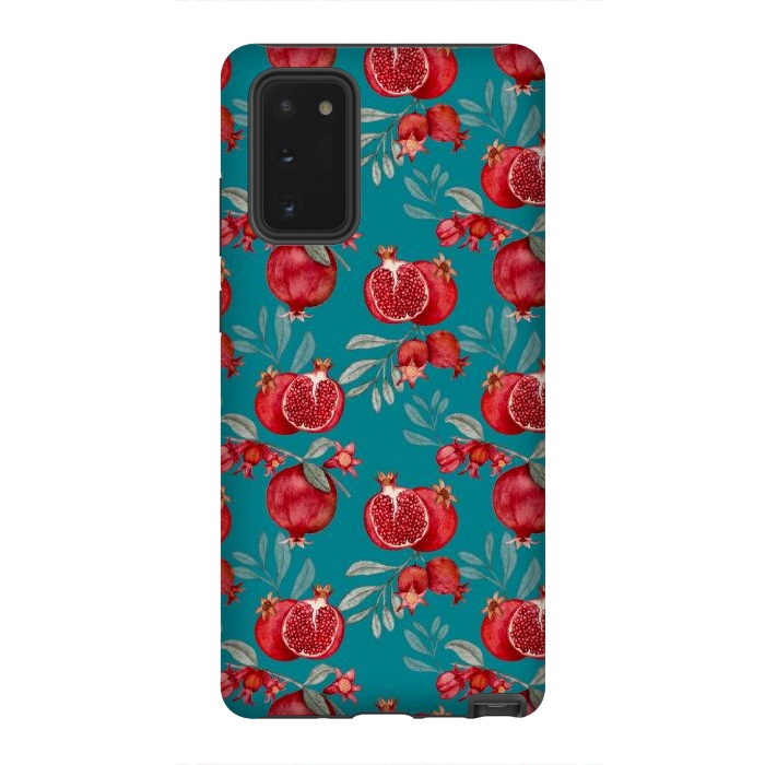 Galaxy Note 20 StrongFit Pomegranate, dark teal by Flowery Stories