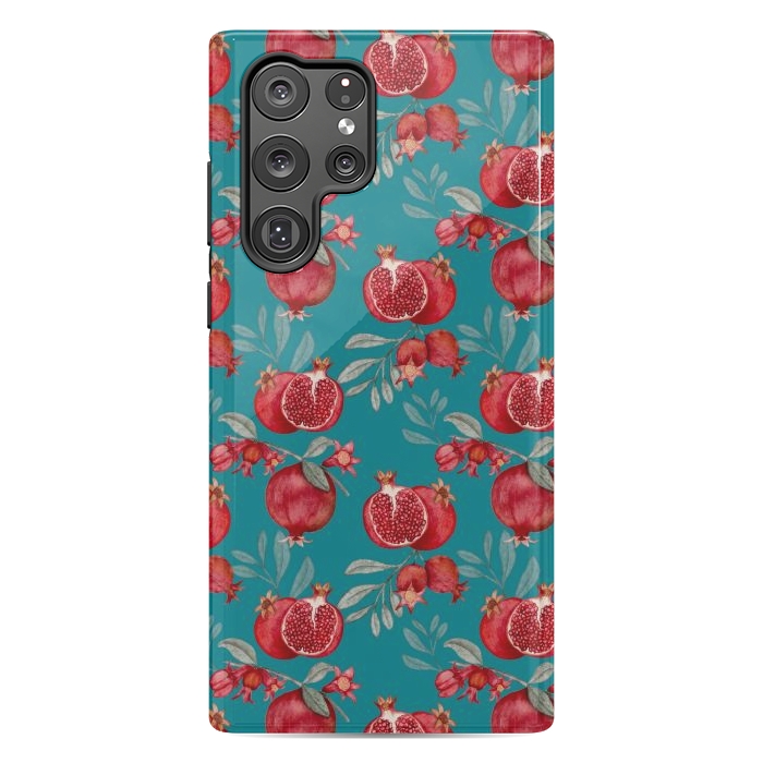 Galaxy S22 Ultra StrongFit Pomegranate, dark teal by Flowery Stories