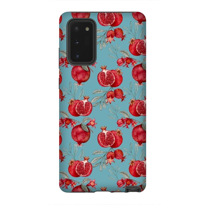 Galaxy Note 20 StrongFit Pomegranate, light teal by Flowery Stories
