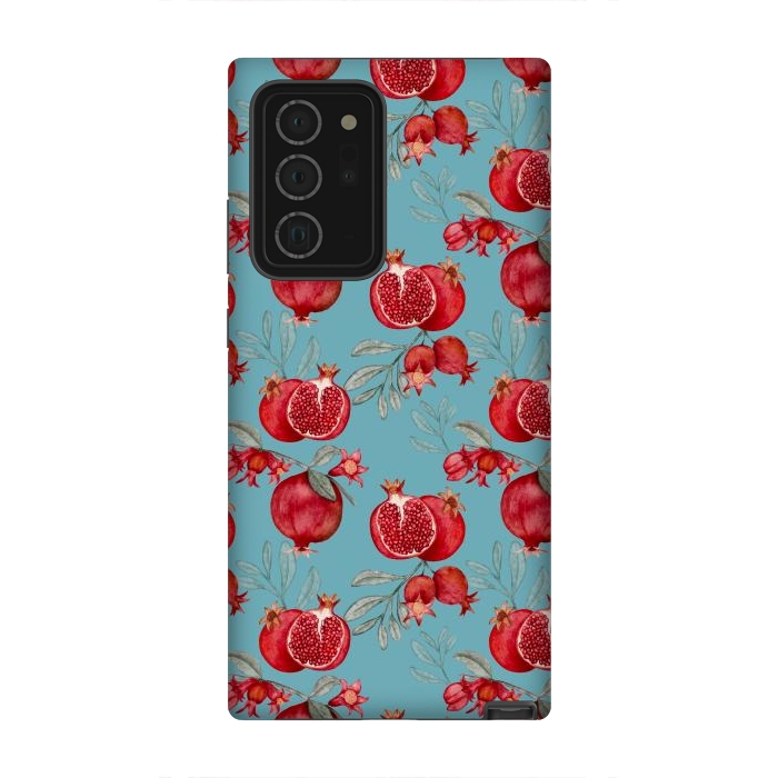 Galaxy Note 20 Ultra StrongFit Pomegranate, light teal by Flowery Stories