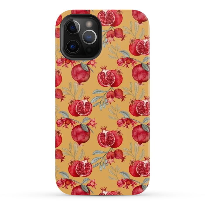 iPhone 12 Pro Max StrongFit Pomegranate, yellow by Flowery Stories