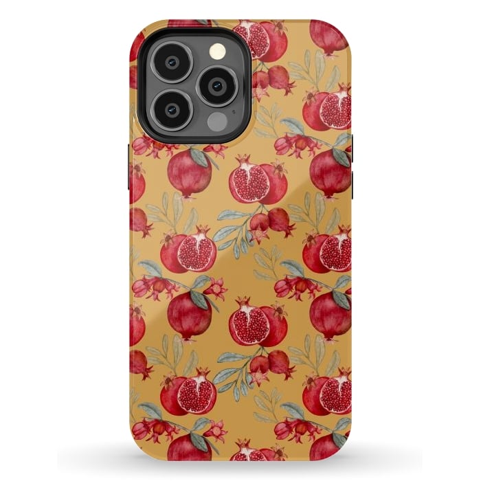 iPhone 13 Pro Max StrongFit Pomegranate, yellow by Flowery Stories