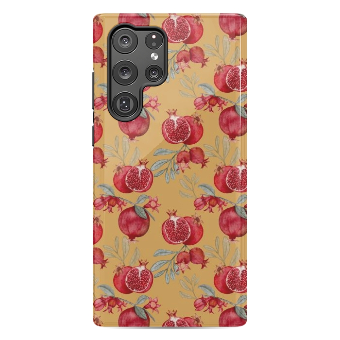 Galaxy S22 Ultra StrongFit Pomegranate, yellow by Flowery Stories