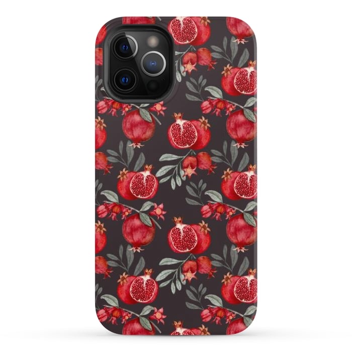 iPhone 12 Pro Max StrongFit Pomegranate, black by Flowery Stories