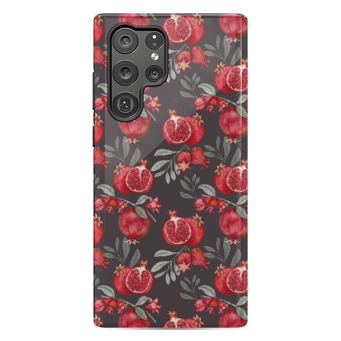 Galaxy S22 Ultra StrongFit Pomegranate, black by Flowery Stories
