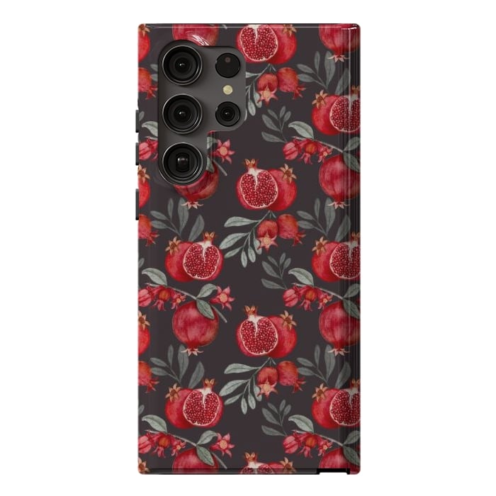 Galaxy S23 Ultra StrongFit Pomegranate, black by Flowery Stories