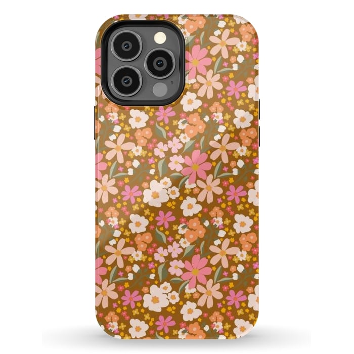 iPhone 13 Pro Max StrongFit Tiny flowers, rust by Flowery Stories