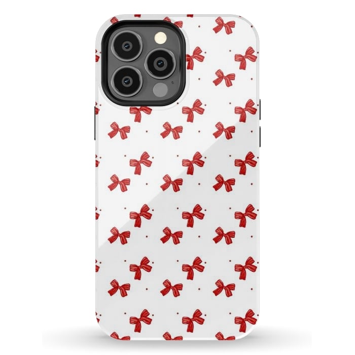 iPhone 13 Pro Max StrongFit Cute bows, white by Flowery Stories