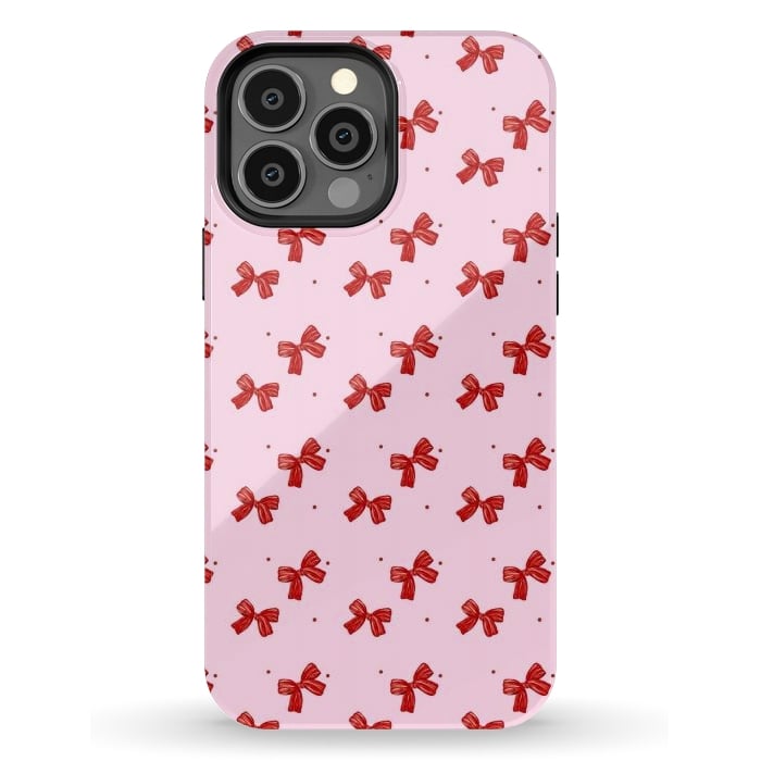 iPhone 13 Pro Max StrongFit Cute bow, pink by Flowery Stories