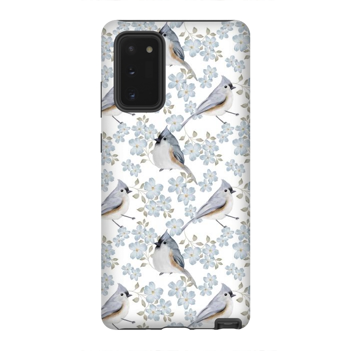 Galaxy Note 20 StrongFit Birds, white by Flowery Stories