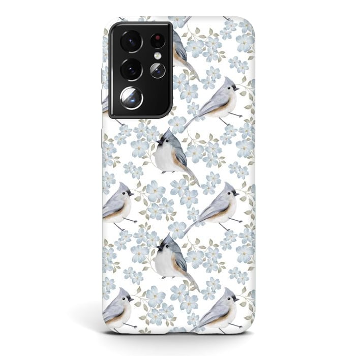 Galaxy S21 ultra StrongFit Birds, white by Flowery Stories