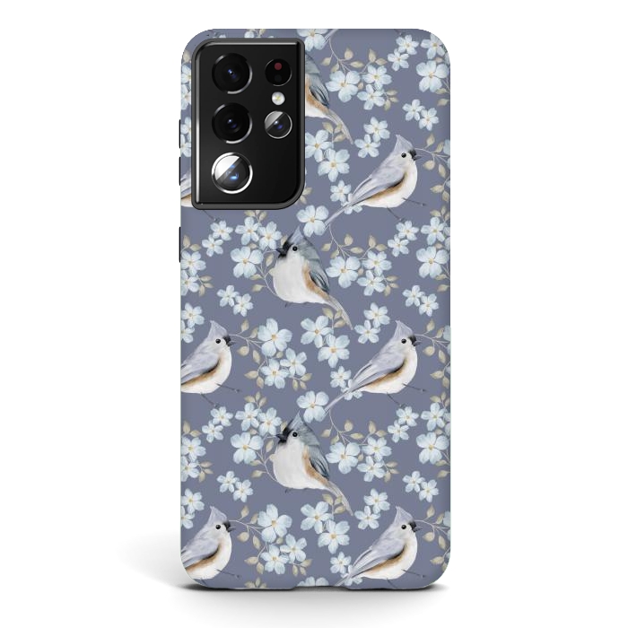 Galaxy S21 ultra StrongFit Birds, purple by Flowery Stories