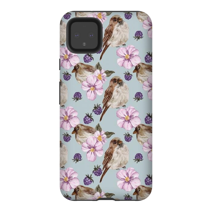 Pixel 4XL StrongFit Birds, light teal by Flowery Stories